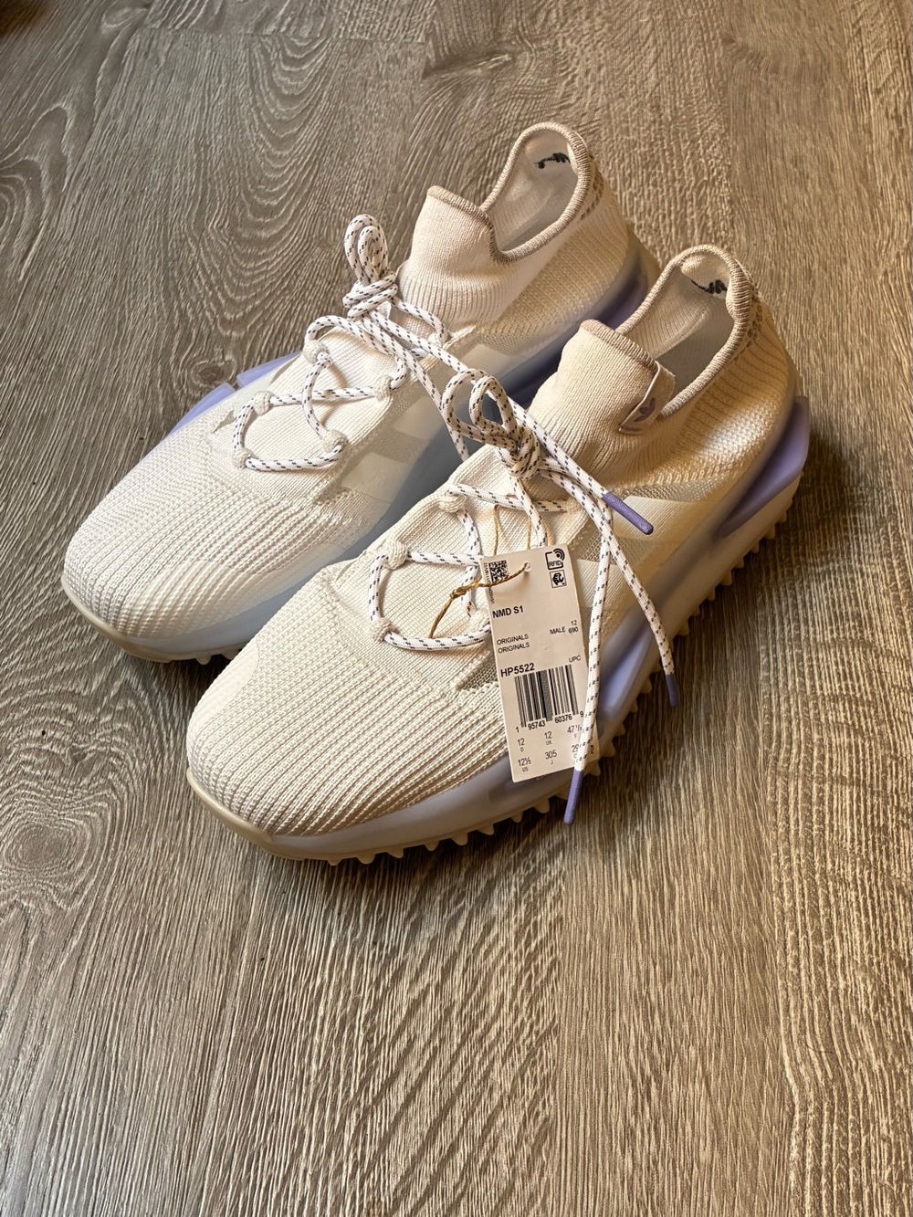 Adidas NMD S1 Cream White Purple Gum Sole Size 12.5 NWT